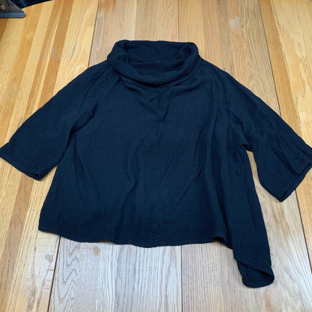bryn Walker Black Textured Cowl Neck Blouse